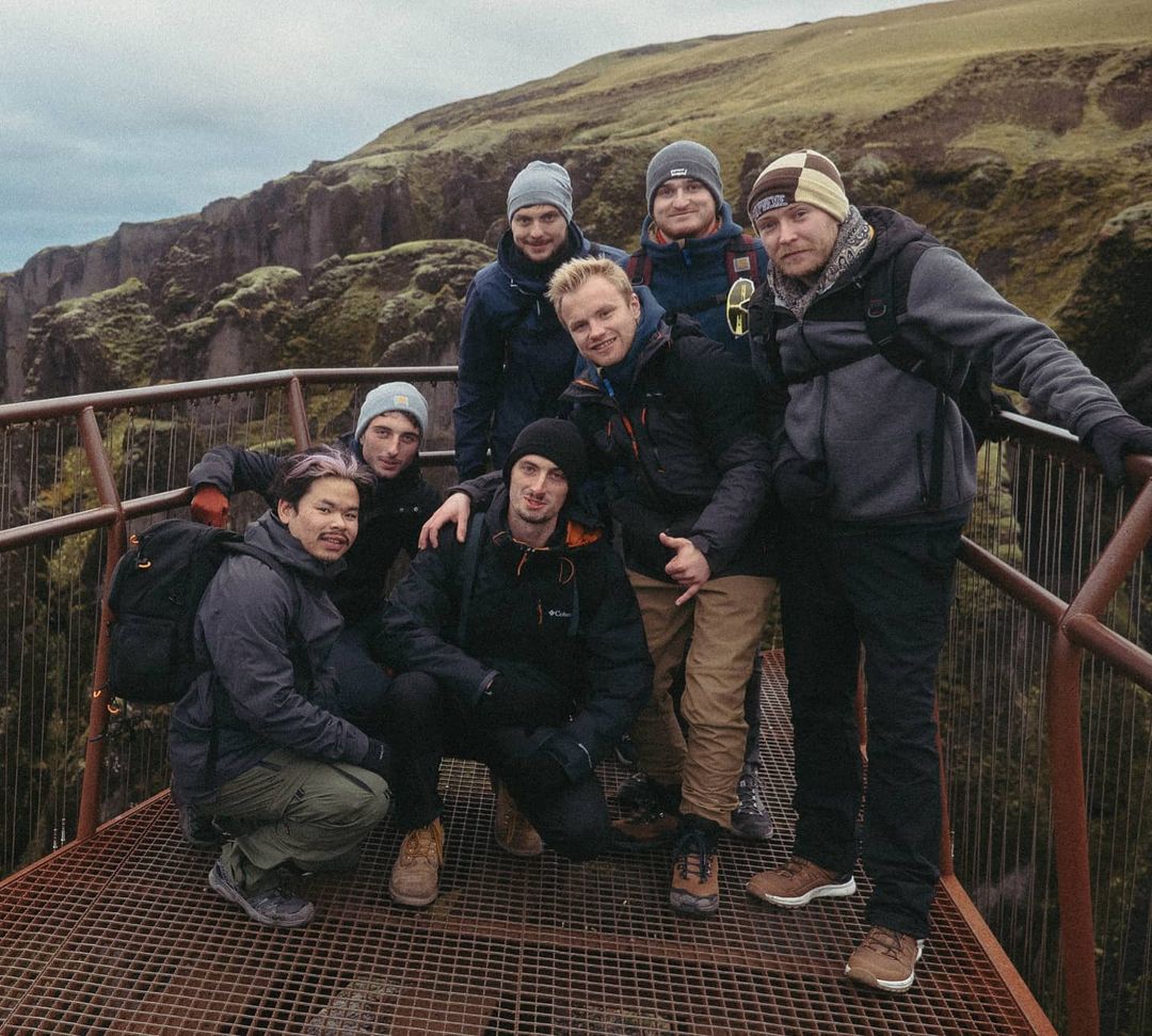 Samuel Guillot avec ses amis en Islande